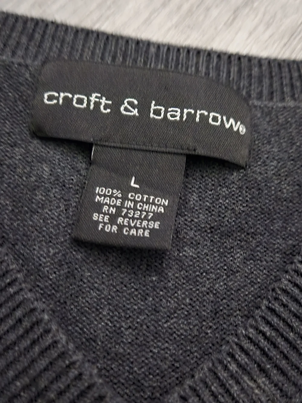 Croft & Barrow Charcoal Gray V-Neck‎ Sweater Vest - Size Large